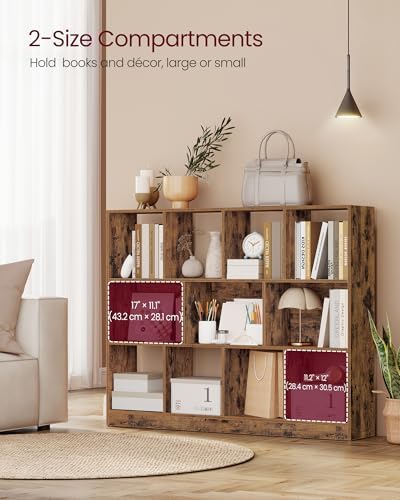 VASAGLE Bookshelf, 11 Cubes Storage Organizer, 49.6 x 9.5 x 39.4 Inches - Image 4