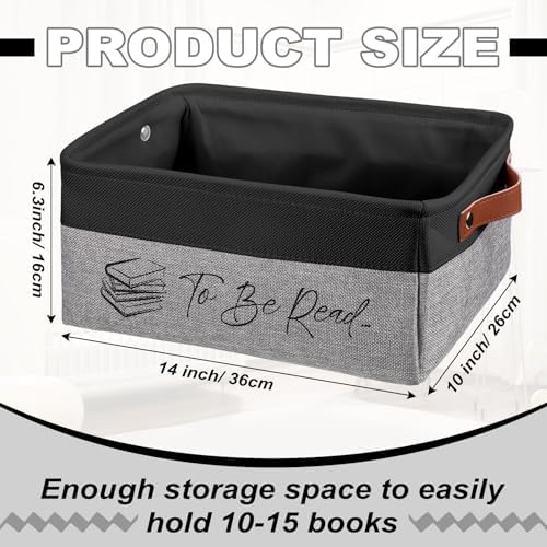 Marsui 1 Pcs TBR Basket Book Storage Bin Bookish Gifts, Black Grey - Image 2