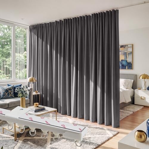 RYB HOME Closet Curtain with Straight Ceiling Track, Blackout, Privacy by RYBHOME