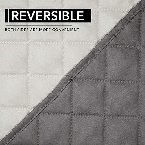 Easy-Going Reversible Couch Cover, Oversized Recliner, Gray/Ivory - Image 5