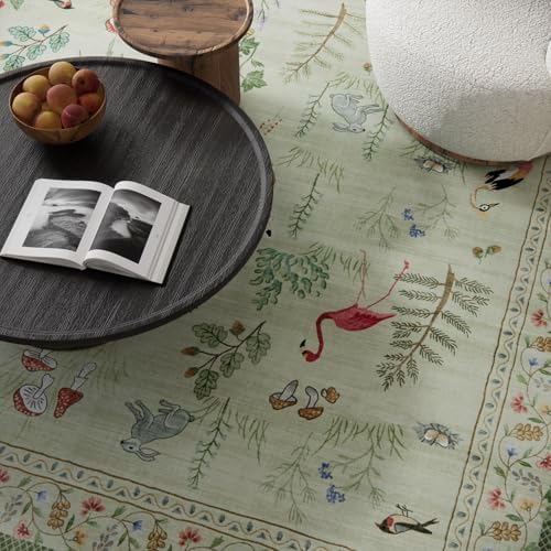 6x9 Area Rugs for Living Room: Washable Rug Vintage Bedroom Rugs Stain Resistant Non Slip Low Pile Soft Lightweight Carpet for Kitchen Dining Room Farmhouse Nursery Kids Room Indoor - Image 3