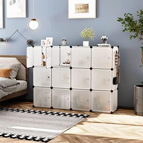 C&AHOME 12-Cube Storage Organizer with Door Cube Shelf Closet Cabinet White - Image 5