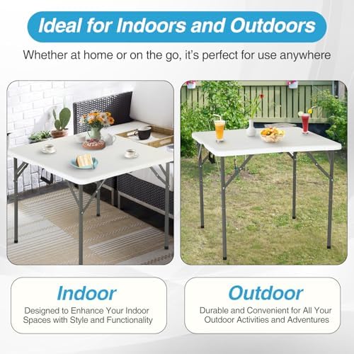 FDW | 34" Folding Table | White | Portable Plastic Table - Image 5