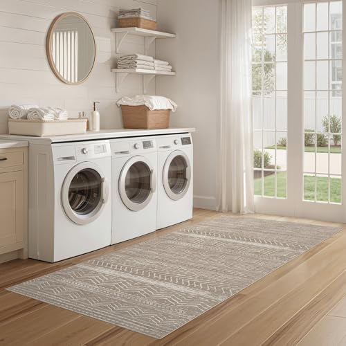 Nakagishi Boho 2x6 Runner Rug Machine Washable Rugs Non Slip Dark Brown - Image 6