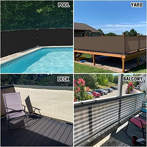 E&K Sunrise 3' x 301' Balcony Privacy Fence Screen Cover with Zip Ties Outdoor Screen Fence UV Protection for Deck Patio Backyard Apartment Pool Porch (Beige) - Image 2