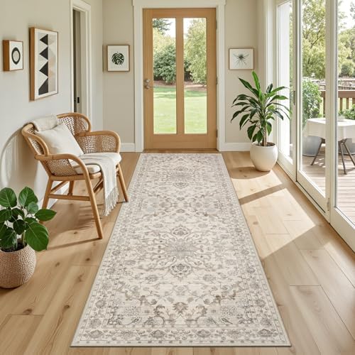 Hallway Runner Rug: 2.6x8 Kitchen Rugs for Living Room Brown Beige - Image 5