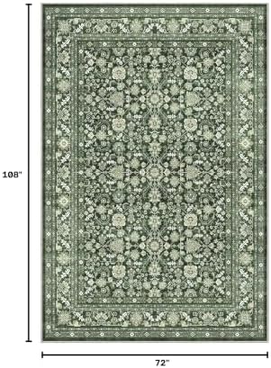 OPPODREAM Vintage Dark Green Area Rugs 6x9, Washable Rug for Living Room - Image 2