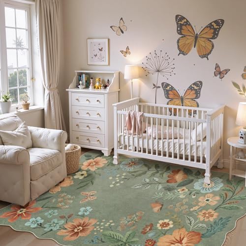 Lahome Floral Washable Rug, 3x5 Rug Soft Bedroom Rugs for Entryway Dorm - Image 3