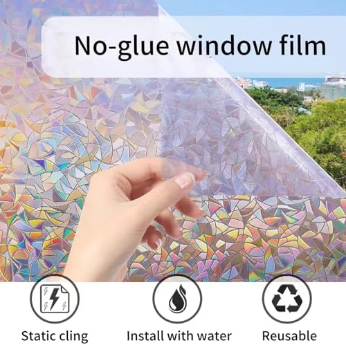 LEMON CLOUD Rainbow Stained Glass Window Privacy Film, 35.4″ x 78.7″ - Image 3