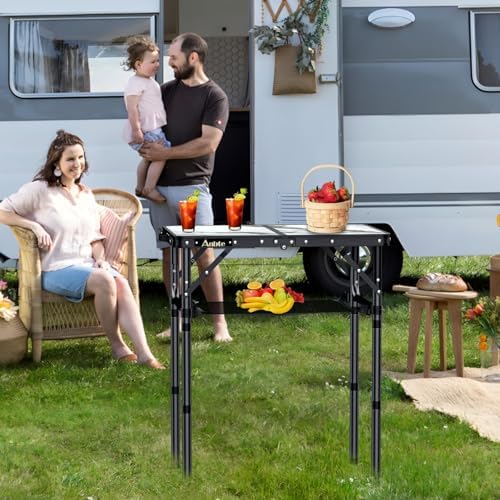 Anbte Folding Camping Table with Storage Net, 3 Adjustable Height Max 28" - Image 2