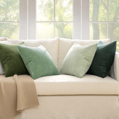 MIULEE Soft Corduroy Decorative Throw Pillow Covers Forest Green 16x16 - Image 3