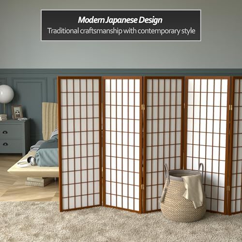 4 ft. Short Window Pane Shoji Screen - Walnut - 6 Panels - Image 2