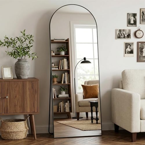 58"x18" Arched Full Length Mirror, Full Body Mirror, Black by Furnbar