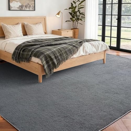 5x7 Pure Dark Grey Area Rug Non-Slip Washable Soft for Living Room Bedroom - Image 2