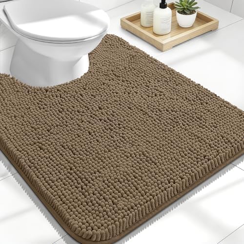 OLANLY Toilet Rugs U-Shaped 24x20, Soft Absorbent Chenille Contour Rugs by OLANLY