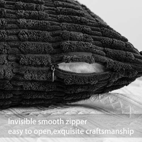 Aegero Corduroy Decorative Throw Pillow Covers 14x36 InchSoft Striped Pillow Covers Modern Farmhouse Home Decor for Sofa Living Room Couch Bed（Black） - Image 3