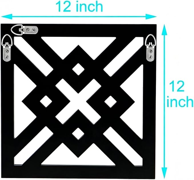 QMDECOR 12x12 Inch Geometric Wall Mirror with Beveled Edge - Modern Silver Decorative Mirror for Living Room, Entryway, Hallway & Bedroom - Durable Black MDF Backing with 3 Hanging Hooks - Image 7