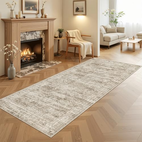 Soalmost Washable Kitchen Runner Rug 3x6 Hallway Entry Rugs Non-Slip, Brown by Soalmost