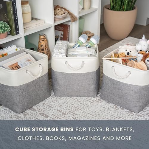 OrganiHaus 13x13 Cube Storage Bins, 4-Pack Fabric Cubes, Rope Handles - Image 5
