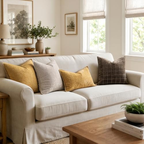 MIULEE Decorative Couch Throw Pillow Covers 18x18 Inch Gold 2 Pack - Image 5