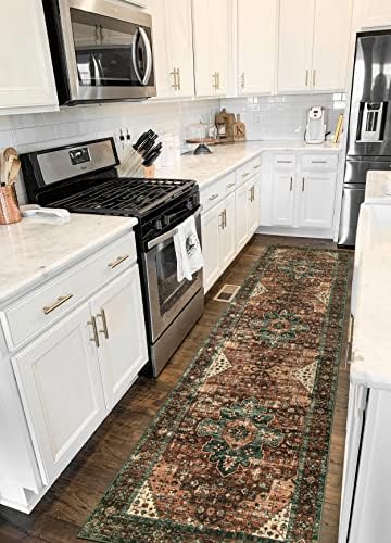 Moynesa Ultra-Thin Washable Vintage Runner Rug - 2'6" x 10' Long Hallway Rug Carpet Runner, Boho Non Slip Stair Runner Kitchen Mat Indoor Oriental Throw Rug for Living Room Bathroom Entry by Moynesa