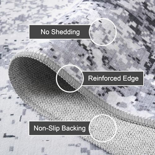 Modern Abstract 3x5 Washable Rug, Soft Low Pile Ultra Thin Entryway Rugs, Doormat for Indoor Entry, Living Room, Bedroom, Black Grey White - Image 5