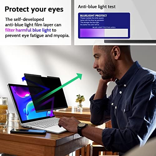 Peslv Magnetic Privacy Screen Surface Laptop 6/5/4/3/2/1 15 Inch, Removable Anti Blue Light Glare Filter, Black Security Private Apy Block Protector - Image 5