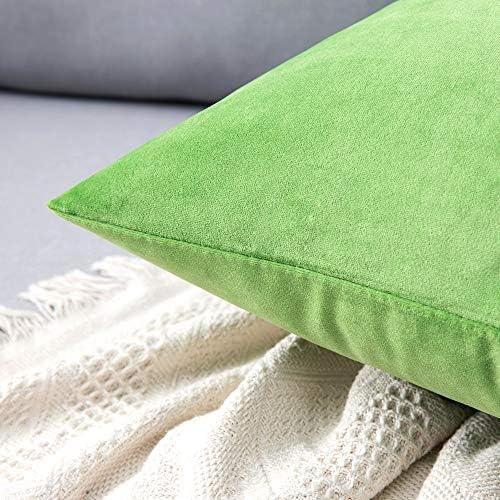 MIULEE Velvet Throw Pillow Covers 18x18 Inch Pack of 2 Lime Green - Image 2