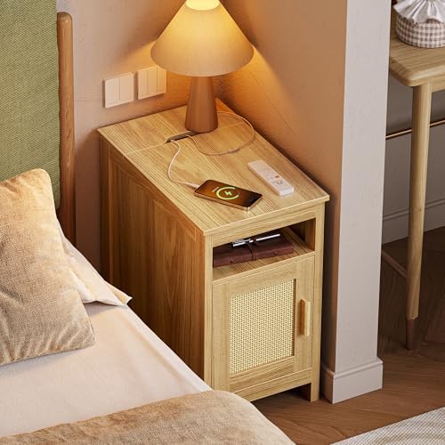 Huuger Narrow Night Stand, End Table with Charging Station, USB-C Port - Image 5