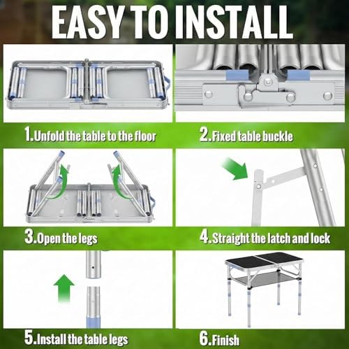 2FT Small Folding Table Portable Camping Picnic Table 3 Adjustable Height - Image 5