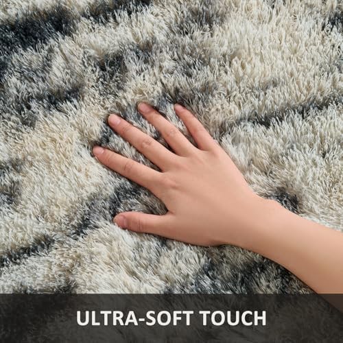 Ophanie 6x9 Black Gold and Grey Area Rugs for Living Room,Large Dark Black Gold Fluffy Shag Fuzzy Plush Soft Carpets,Floor Shaggy Rugs for Bedroom,Carpet for Dorm Decor with Over 99 pcs Pile fibers - Image 2