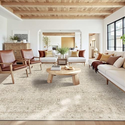 Rugxara Beige 10x14 Area Rugs for Living Room Bedroom Large Washable Rug by Rugxara
