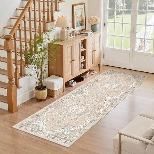 Madane Hallway Runner Rug 2x5 Washable Entry Rugs Non-Slip, Pink/Gray - Image 4