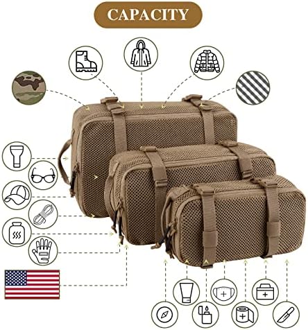 PETAC GEAR 3 PCS Tactical Modular Packing Cubes, Large Capacity Mesh Storage Bag,Outdoor Travel Organize Storage Pouches Bags. - Image 2