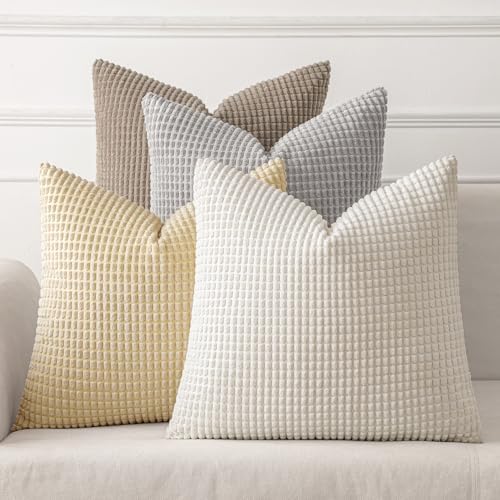 MIULEE Neutral Harmony Decorative Pillow Covers 18x18 Inch Set of 4 by MIULEE