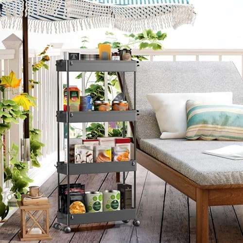 SPACEKEEPER Slim Rolling Storage Cart, 4 Tier Bathroom Cart Organizer,Black - Image 7