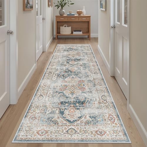 Madane Kitchen Runner 2'6''x8' Soft Rug Runners for Hallways, Navy - Image 6