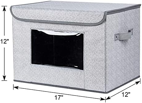 Univivi Fabric Closet Storage Bins with Lids for Shelves 4 Pack, Gray - Image 3