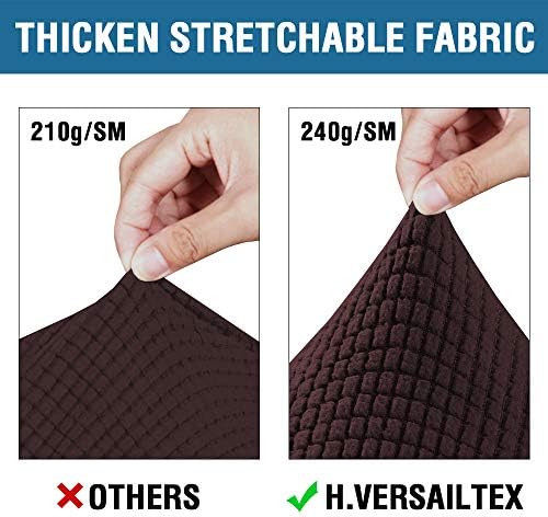 H.VERSAILTEX 3 Piece Stretch Sofa Covers for 2 Cushion Sofa Couch Covers for Living Room Sofa Slipcovers (Base Cover Plus 2 Seat Cushion Covers) Thicker Jacquard Fabric(Large Sofa, Chocolate) - Image 3