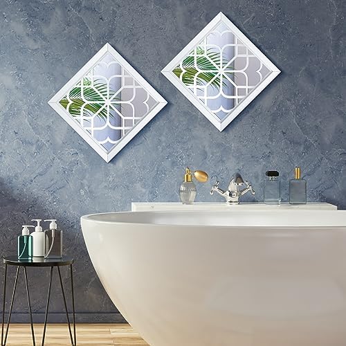 Tatuo 4 Pcs Mirrors Square Wall Mirror, Gorgeous Rustic Farmhouse Accent Mirror, Rustic for Bathroom Renovation Bedrooms Living Rooms, 12 x 12 Inch(Pure White) - Image 7