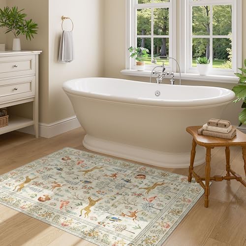 DUKINO 3x4 Rug, Washable Animal Area Rug for Entryway Non Slip, Beige - Image 5