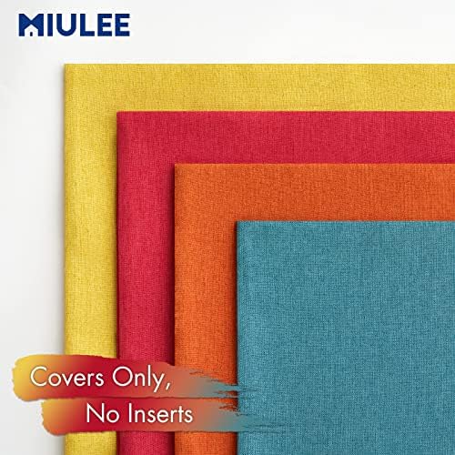 MIULEE Pack of 4 Decorative Outdoor Throw Pillow Covers Linen Waterproof Pillow Covers Summer Farmhouse Cushion Cases for Patio Garden Tent Balcony Couch Sofa 18x18 Inch Red/Turquoise - Image 5