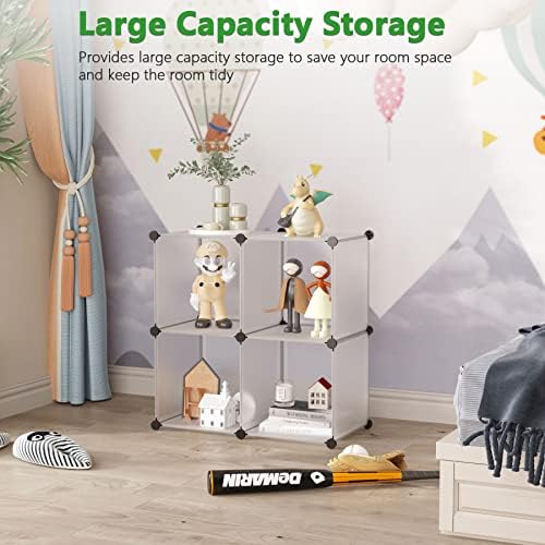 C&AHOME Plastic Cube Storage Organizer, 4-Cube Shelves Units, White - Image 2