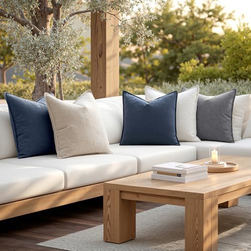 MIULEE Decorative Linen Pillow Covers 20x20 Inch Indigo Blue - Image 6