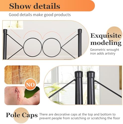 FDW 4-Panel Folding Room Divider | 6ft, Coal Black | Light & Portable - Image 3