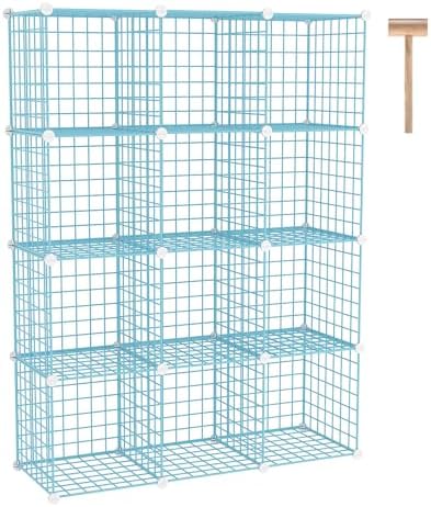 C&AHOME Wire Cube Storage, 12 - Cube Organizer Metal C Grids, Closet, Blue by CAHOME