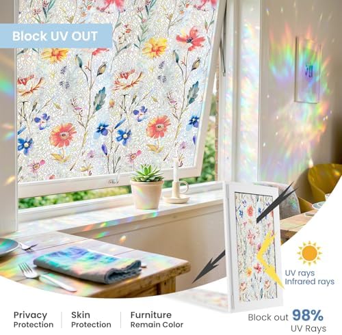 ADD.HERES Rainbow Window Privacy Film, Stained Glass Cling, 17.5" x 78.7" - Image 3