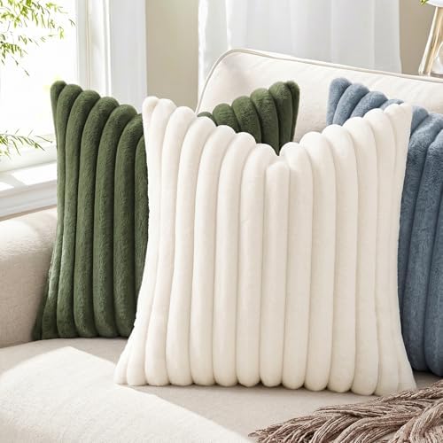 Pallene Faux Fur Decorative Throw Pillow Covers 20x20 Set of 2, Blue Grey - Image 4