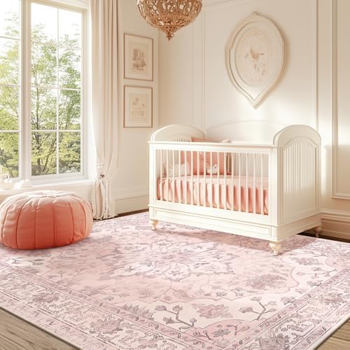 RELEANY Washable Area Rug, 6'x8', Pink - Image 2