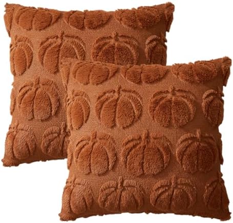 MIULEE Fall Pillow Covers Pumpkin Fall Decor 16x16 Dark Rust - Image 7